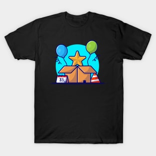 Star In A Box With Balloons Cartoon Vector Icon Illustration T-Shirt